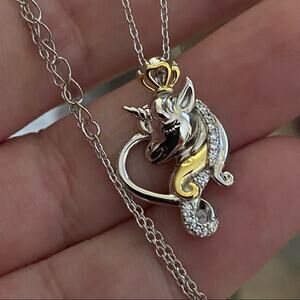 Unicorn Sterling Silver Two-Tone CZ Necklace